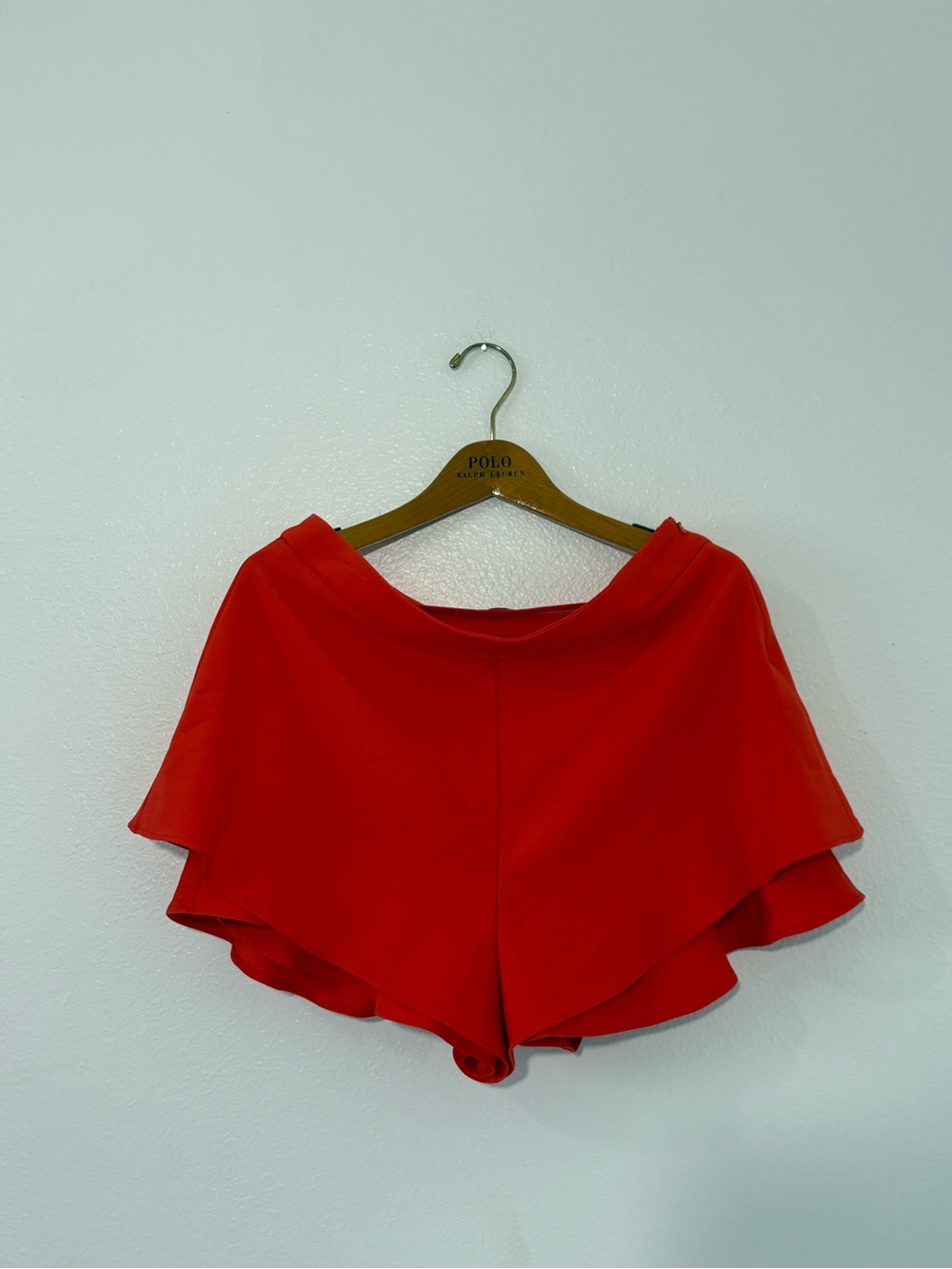 Zara Red Asymmetric Ruffle Mini Skort Size L